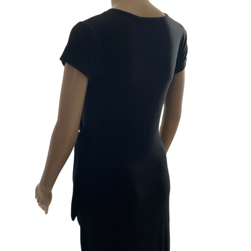 Magaschoni Black Stretch Tie Waist Midi Dress Size Medium - Picture 8 of 14